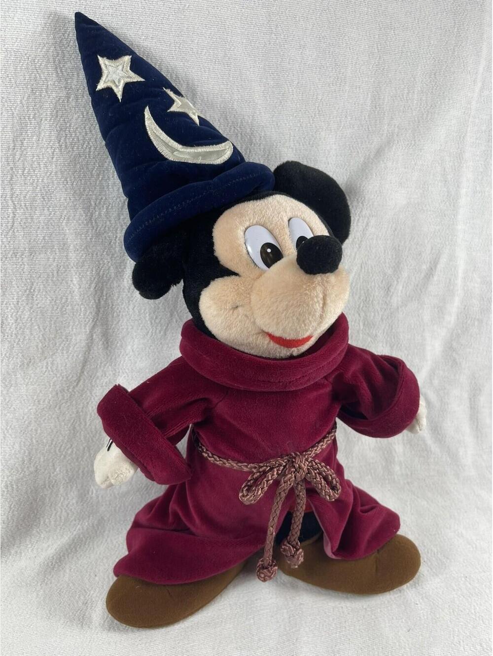 Disney Mickey Mouse 17in Plush Magical Wizard Sorcerer fantasia maroon coat